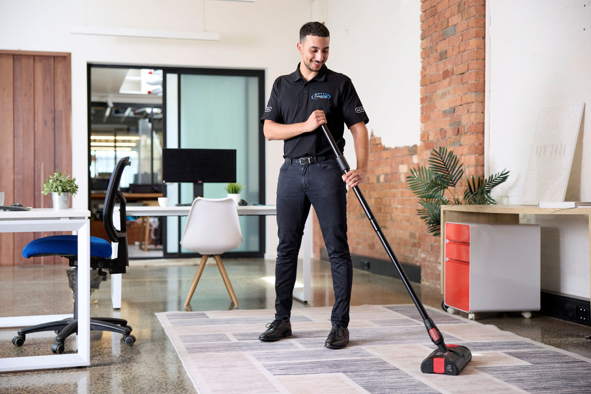 vacuum cleaner ideal for Aged Care, Airbnb’s, Airports, Bars, Bathrooms, Buses, Cafes, Car Dealerships, Childcare Centres, Gyms, Healthcare, Hotels, Offices, Restaurants, Schools, Shops, Spas, Supermarkets, Transport, Universities, Vehicles, Veterinary Clinics, and Warehouses.