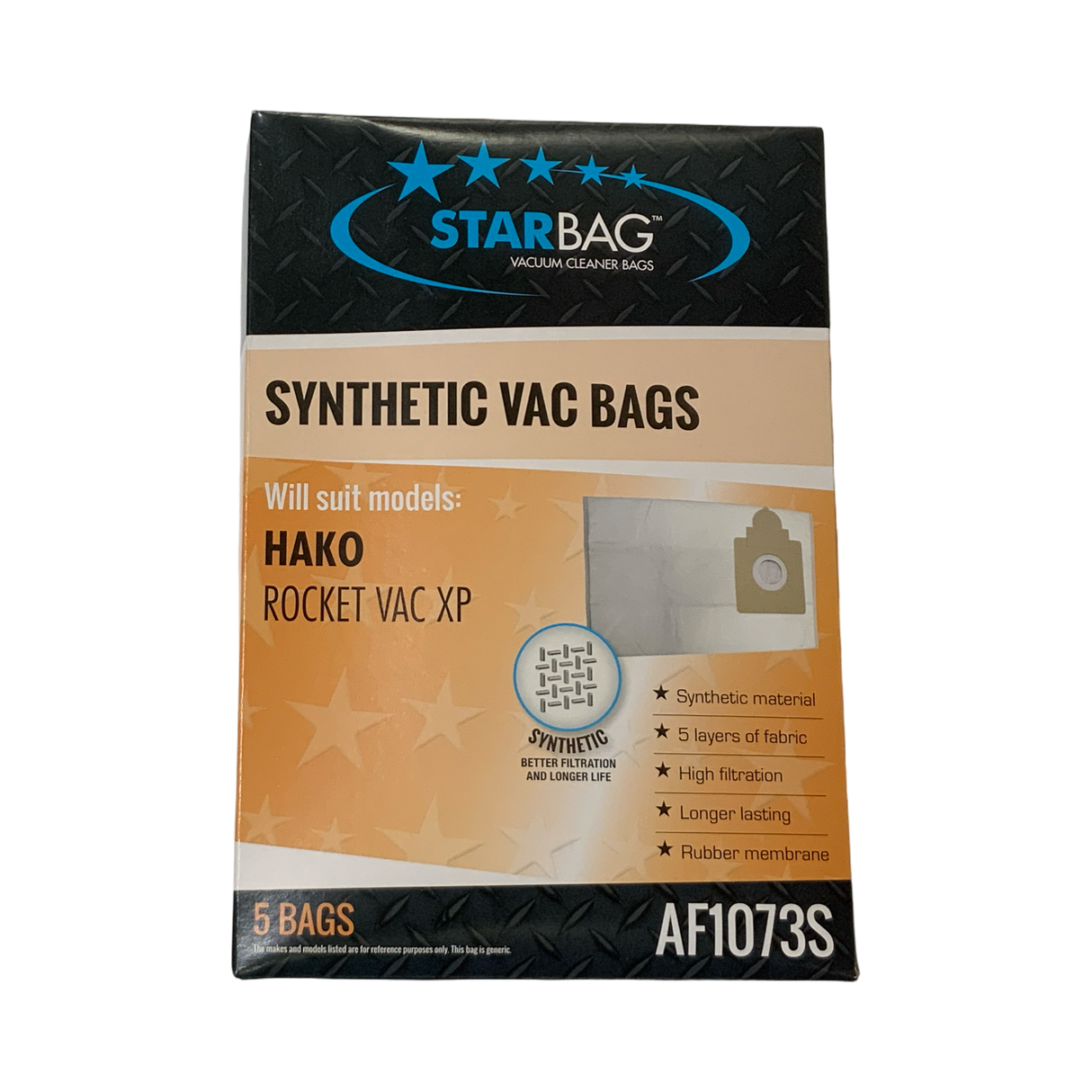 VAC BAG - RUGGED D'LITE COMMERCIAL BACKPACK VACUUM (5PK SYNTHETIC) #AF1073S
