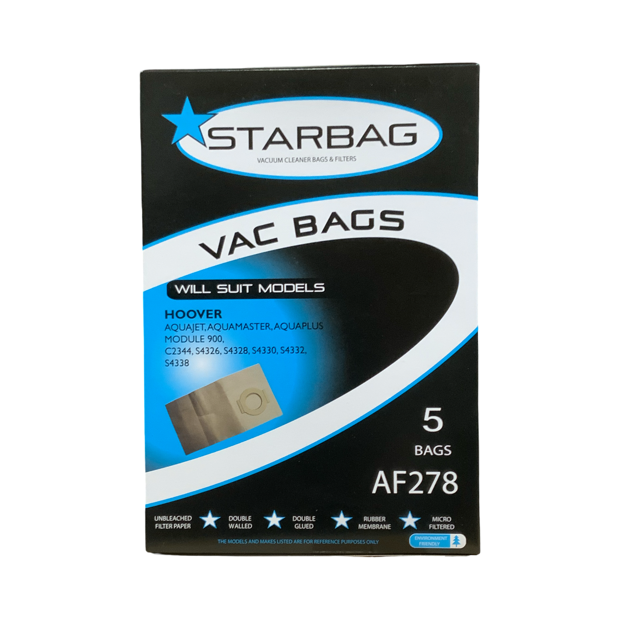 VAC BAG - HOOVER AQUAJET, AQUAMASTER (5PK PAPER) #AF278