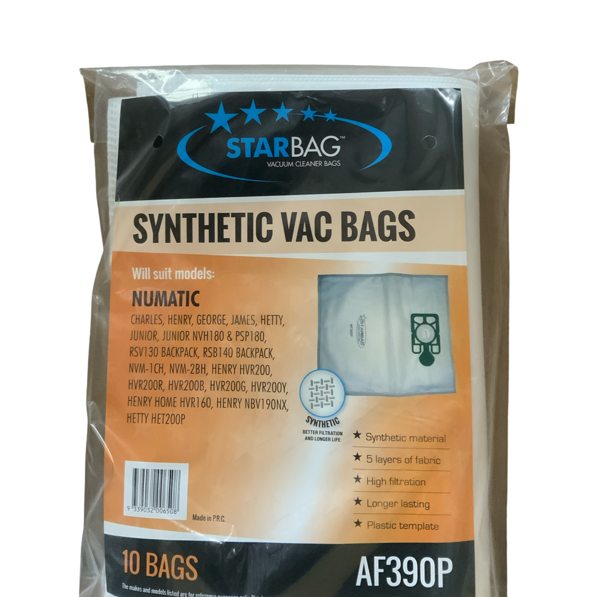 VAC BAG - TRUVOX VTVE (10PK SYNTHETIC) PLASTIC TEMPLATE #AF390P