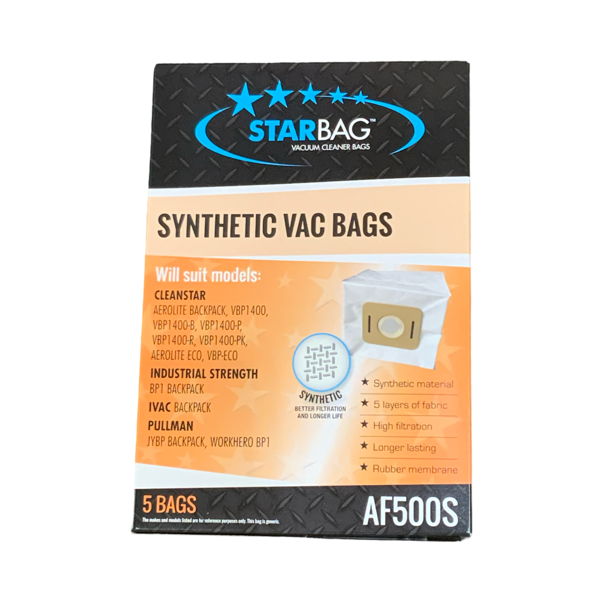 VAC BAG - INDUSTRIAL STRENGTH BP1 BACKPACK (5PK SYNTHETIC) #AF500S