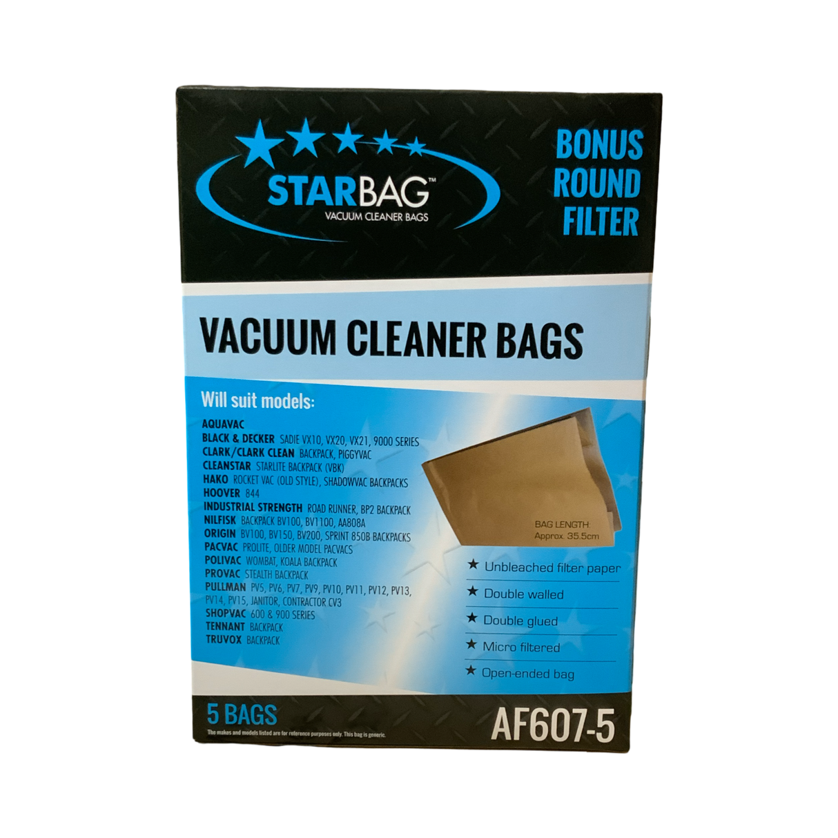 VAC BAG - ORIGIN BV100 BACKPACK, BV150 BACKPACK, BV200 BACKPACK, SPRINT 850B BACKPACK (5PK PAPER) #AF607-5