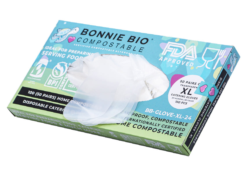 XL Gloves Compostable - FULL CARTON - BONNIE BIO 24 PACKS - 100 GLOVES PER PACK