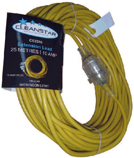 EXTENSION LEAD 25 metre 10AMP Orange with illuminated socket