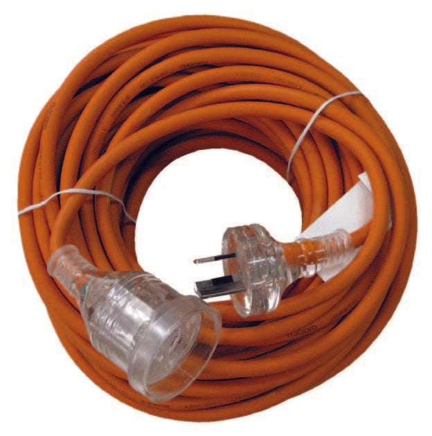 Rubber EXTENSION LEAD - 20metre 10amp with illuminated socket