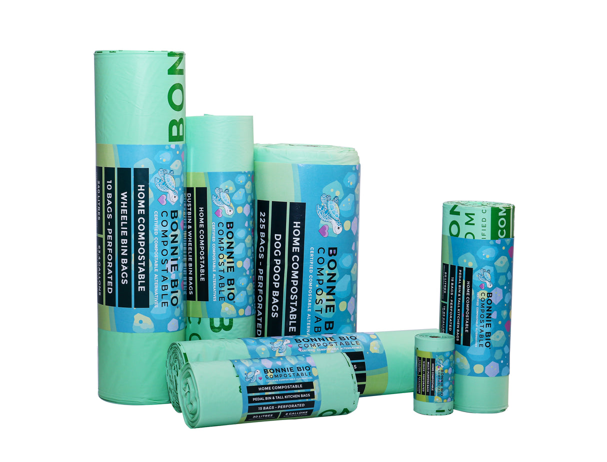 120-140L Compostable Garbage & Wheelie Bin Bags - BONNIE BIO
10 ROLLS (10 BAGS PER ROLL)