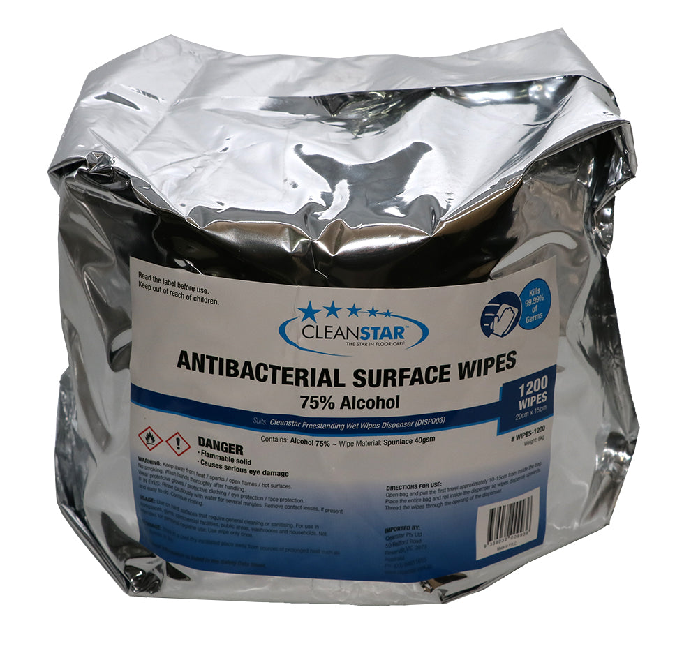 WIPES - Antibacterial 75% ALCOHOL Surface Wet Wipes (1200 X 2-Pack) (2400 total wipes)
