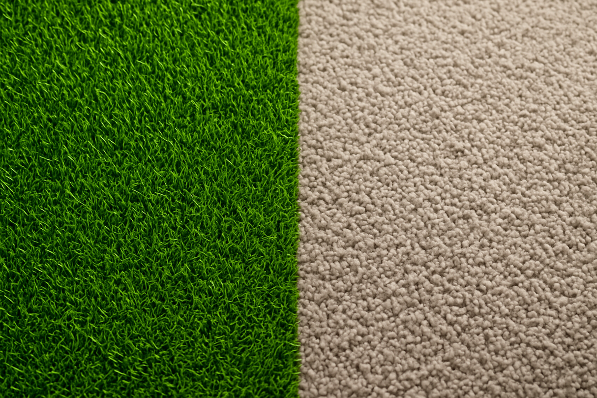 IMAGE TO HAVE ONE SIDE FAKE GRASS AND OTHER SIDE CARPET
