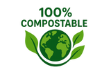 100% COMPOSTABLE EARTH FRIENDLY GREEN LOGO