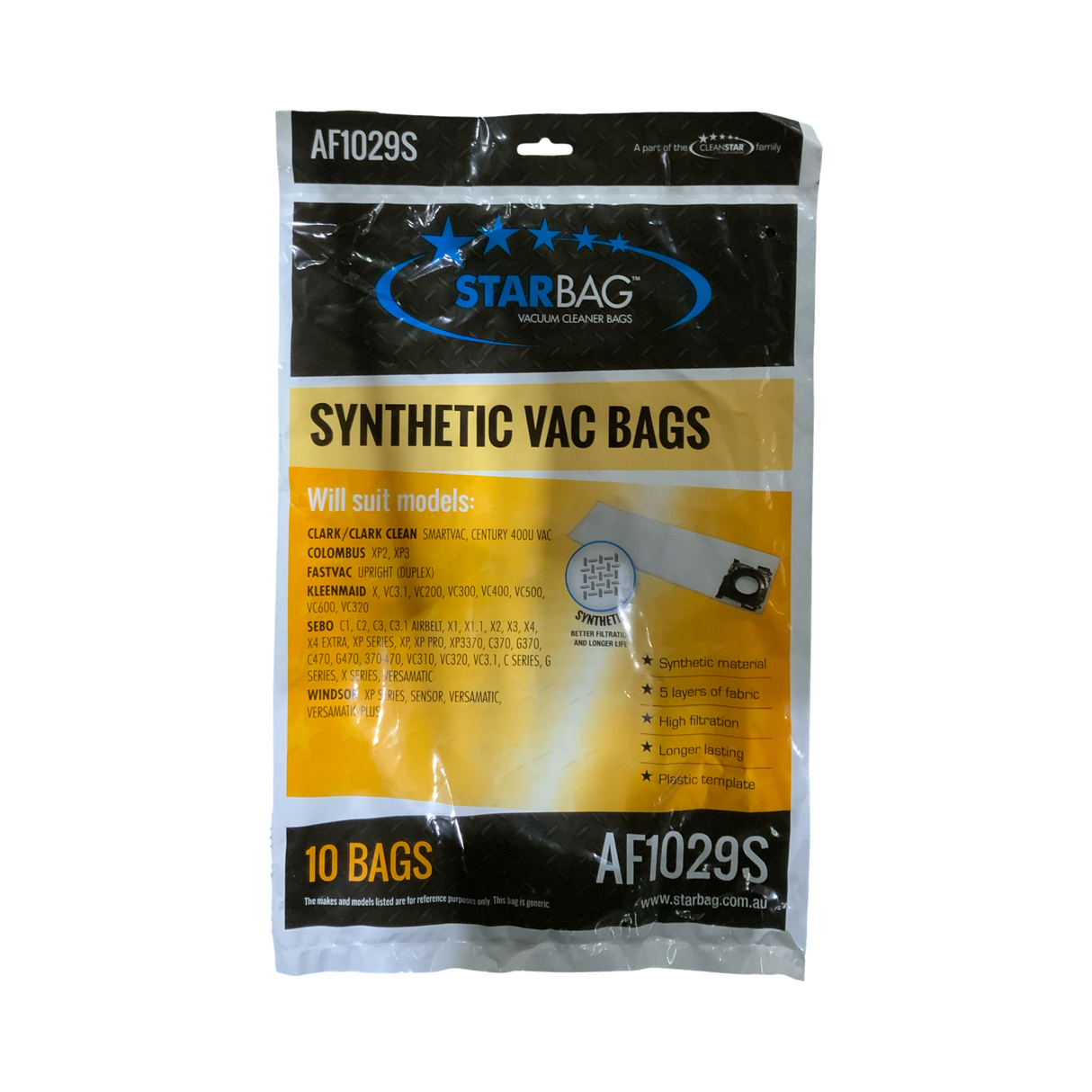 VAC BAG - CLARK / CLARK CLEAN SMARTVAC, CENTURY 400U VAC (10PK SYNTHETIC) #AF1029S