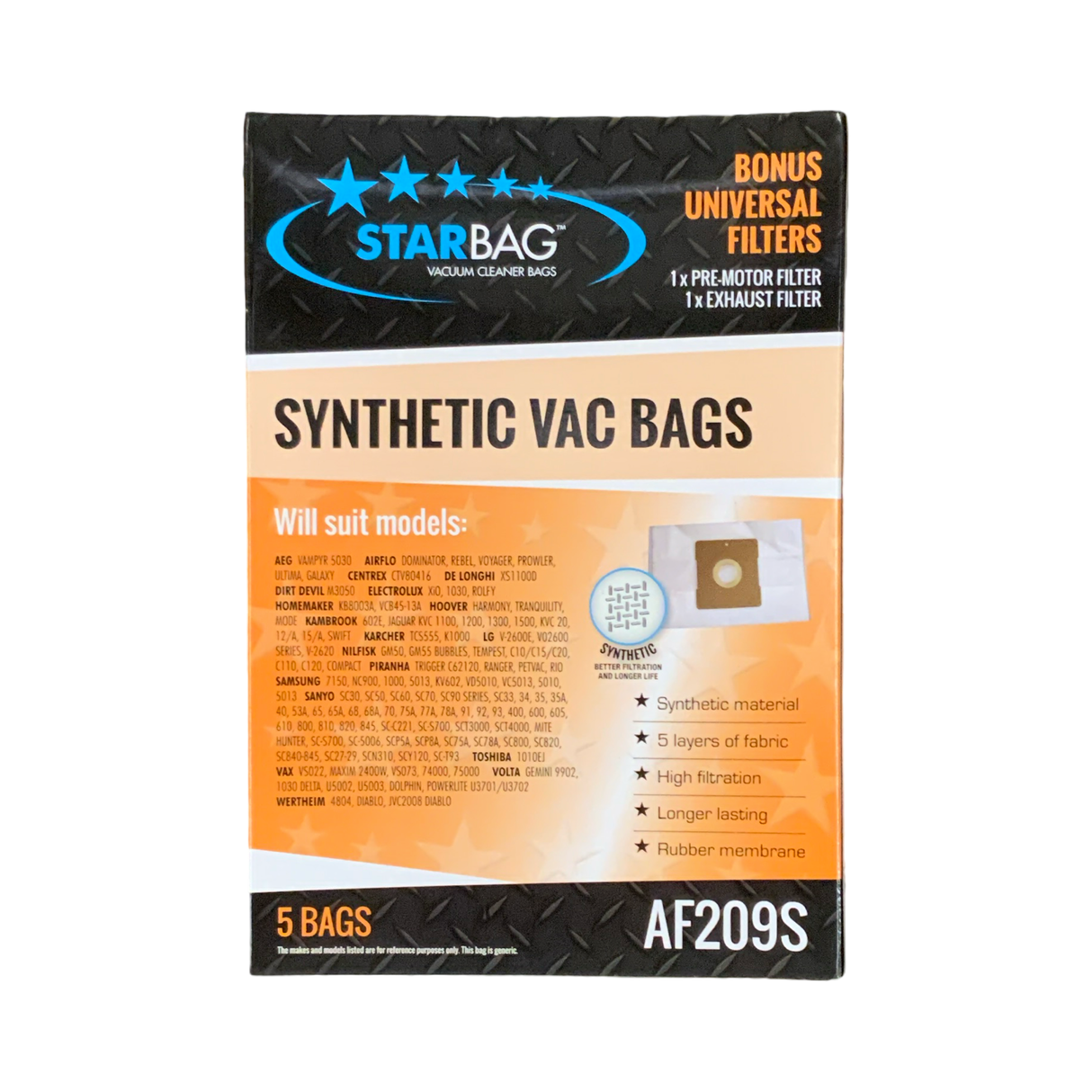 VAC BAG - HOMEMAKER KB8003A, VCB45-13A (5PK SYNTHETIC) #AF209S
