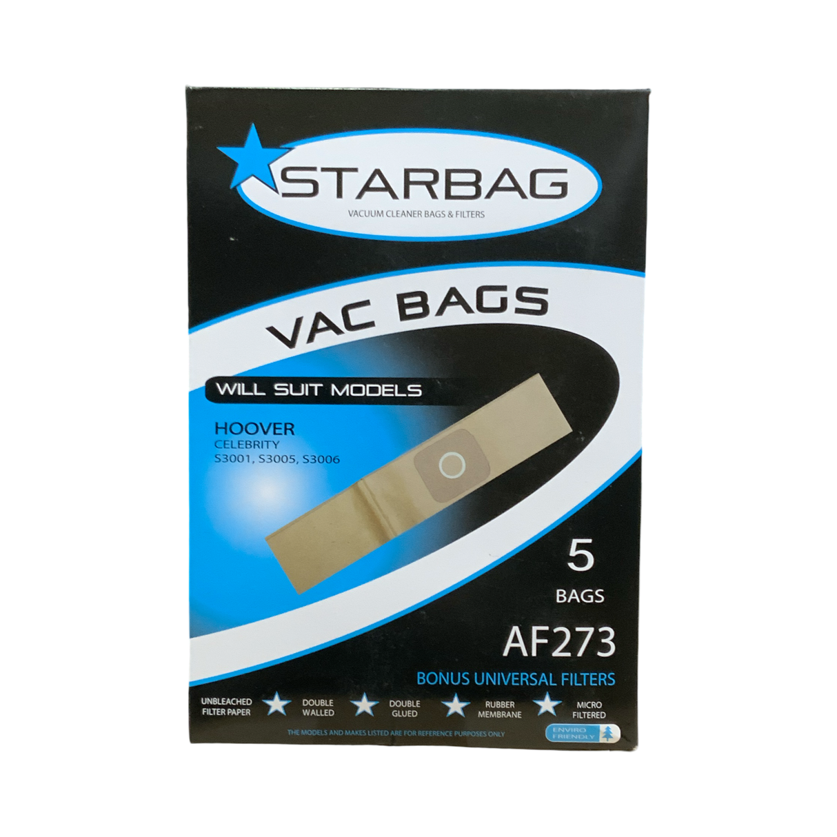 VAC BAG - HOOVER CELEBRITY, S3001, S3005, S3006 (5PK PAPER) #AF273
