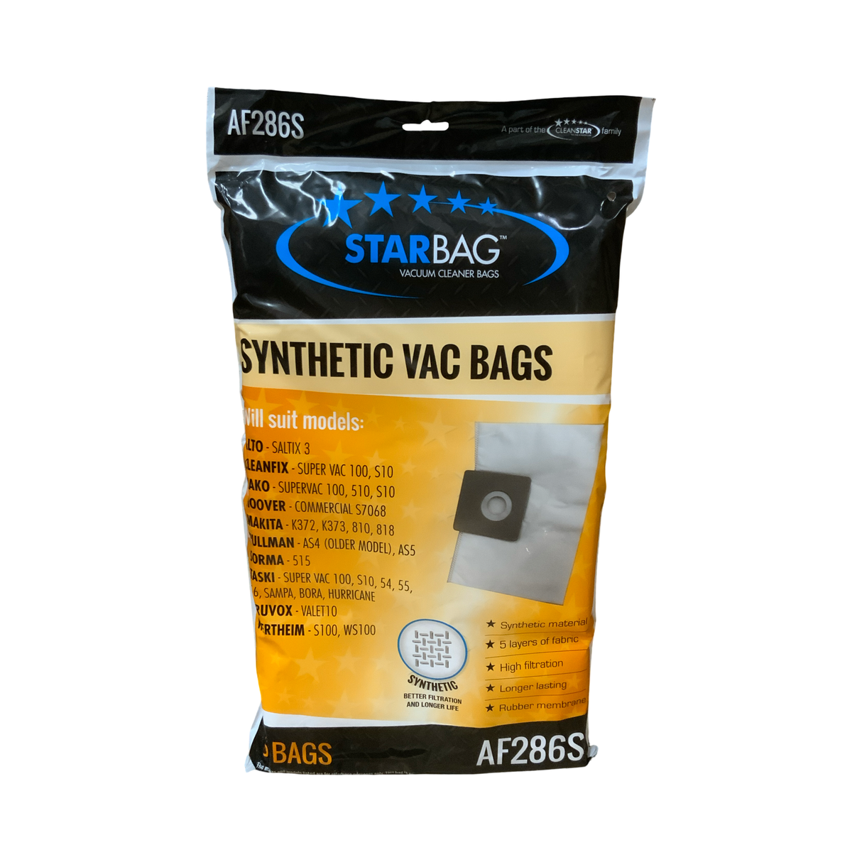 VAC BAG -SPRINTUS - FLOORY, ERA EVO, ERA PRO (5PK SYNTHETIC) #AF286S
