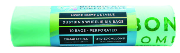 120-140L Compostable Garbage & Wheelie Bin Bags - BONNIE BIO 
10 ROLLS (10 BAGS PER ROLL)