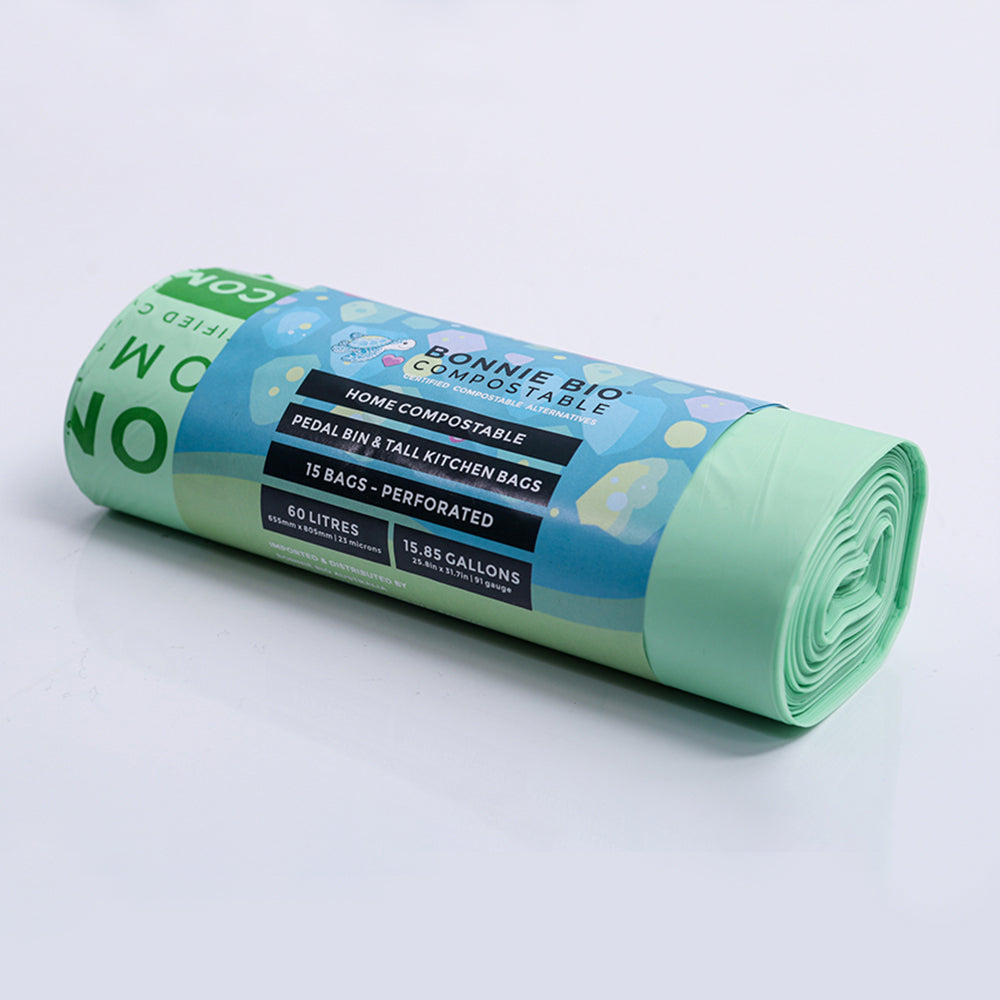 60L Compostable Bin & Rubbish Bags - BONNIE BIO 
24 ROLLS (15 BAGS PER ROLL)