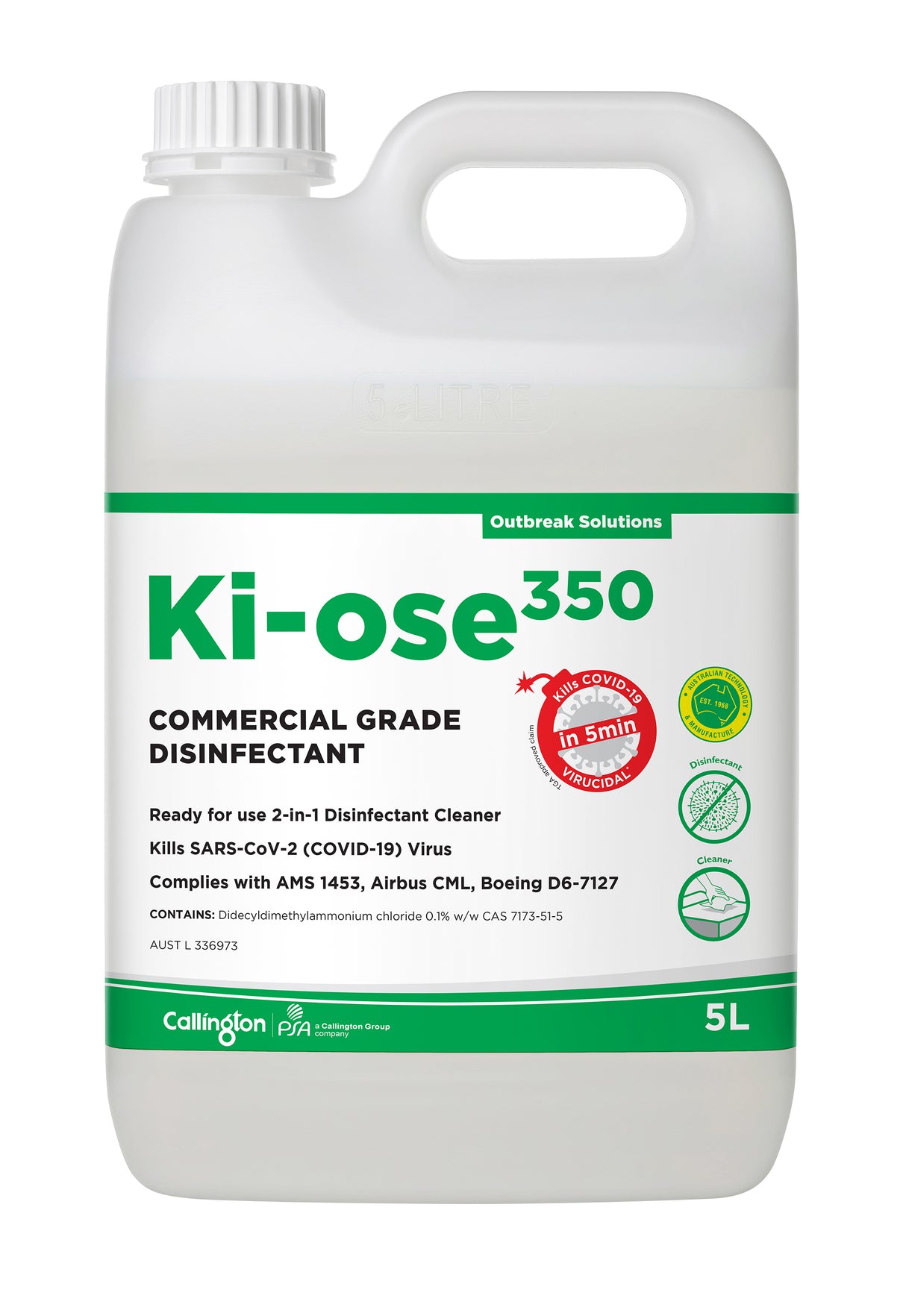 Ki-ose 350 Commercial Grade Disinfectant & Cleaner - 5 Litres