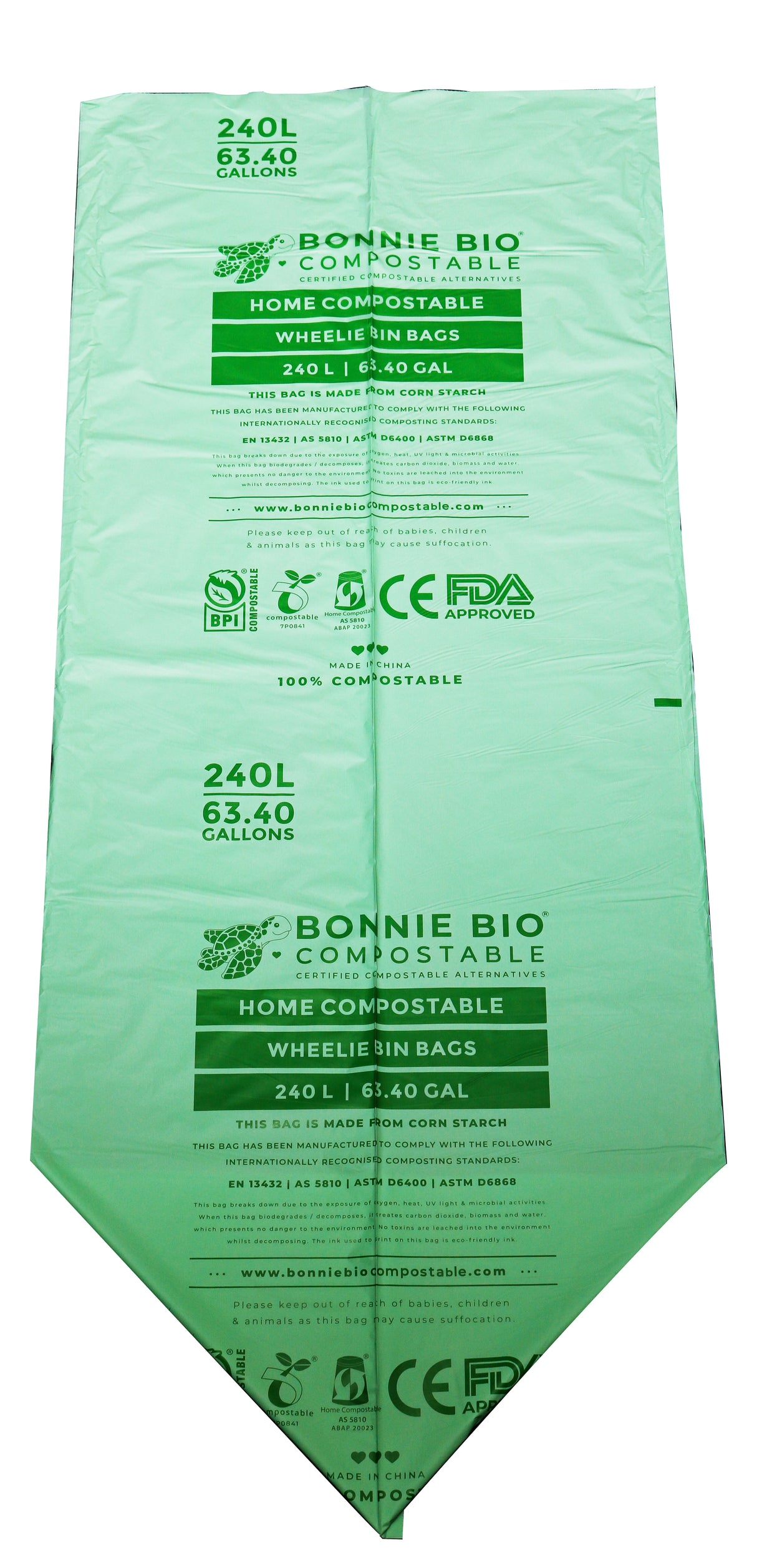 240L Compostable Garbage & Wheelie Bin Bags - BONNIE BIO 
9 ROLLS (10 BAGS PER ROLL)