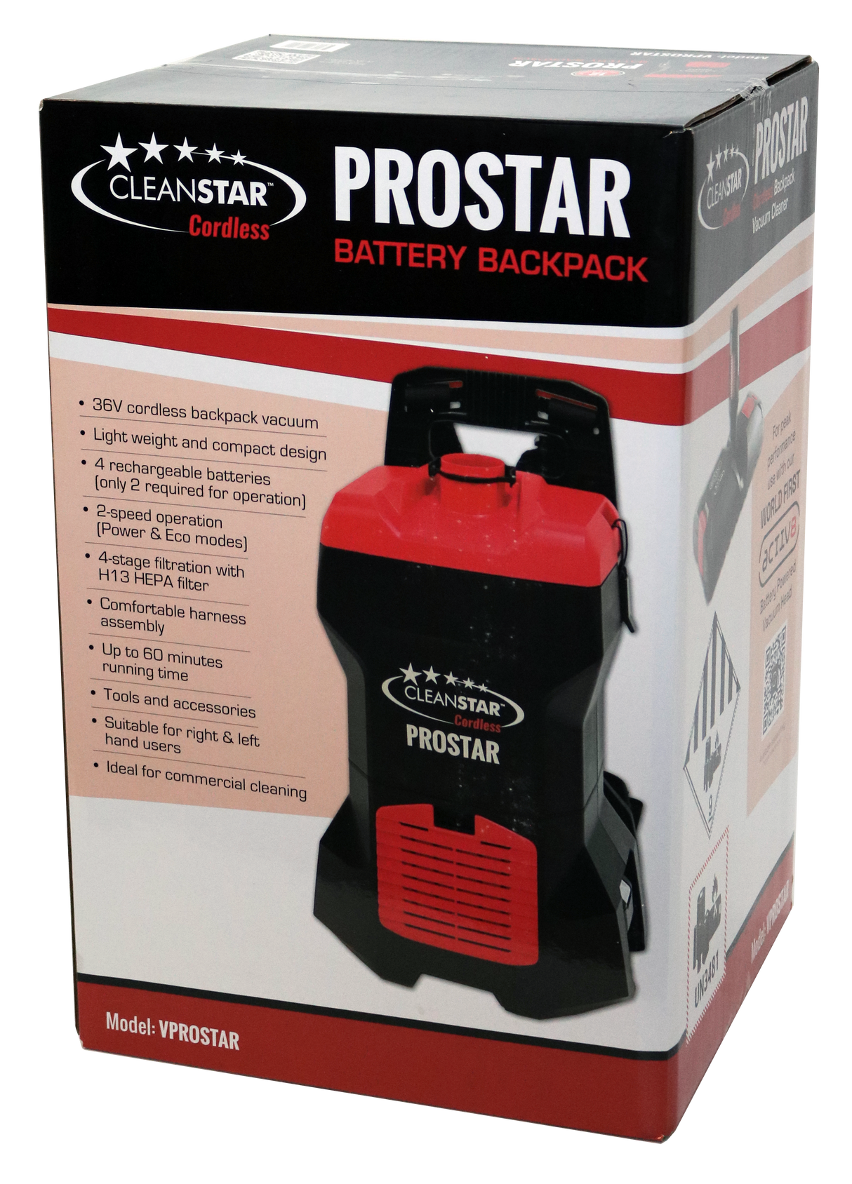 PROSTAR BATTERY POWERED BACKPACK with ACTIV8 "Combo for the ultimate cordless clean"