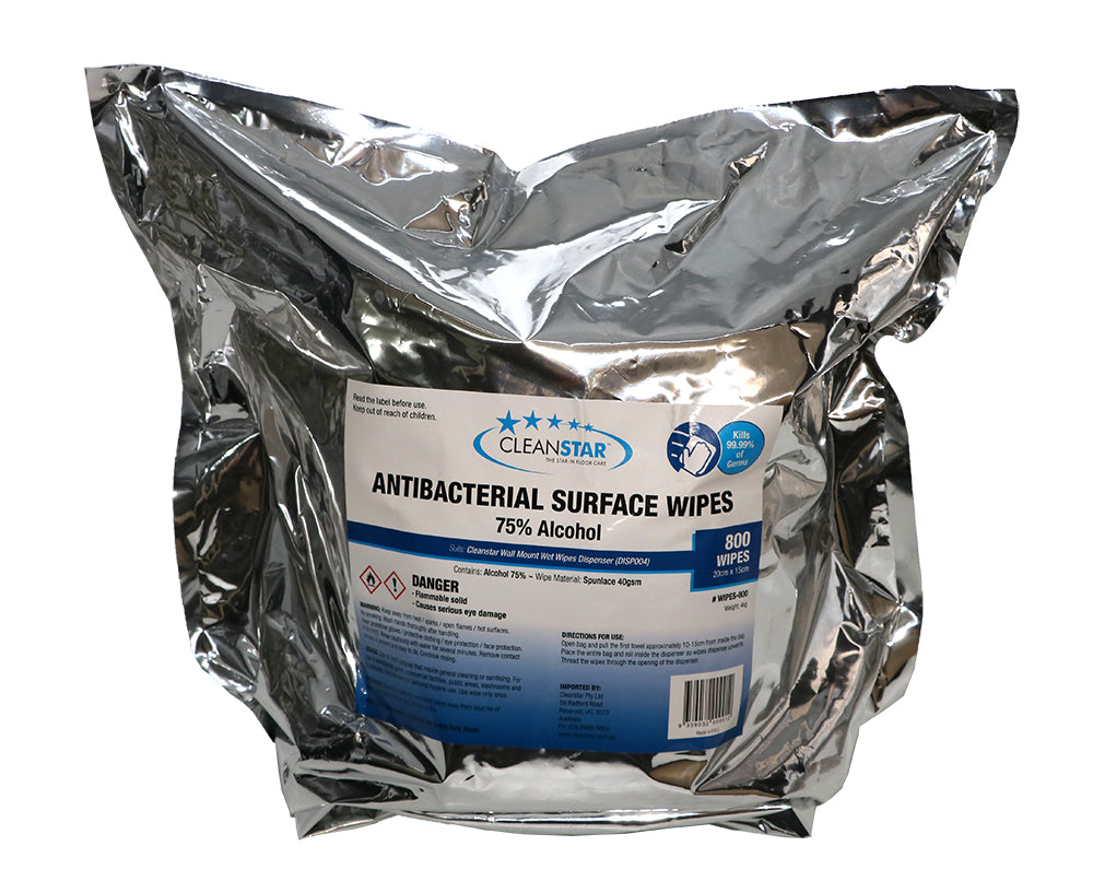 WIPES - Antibacterial 75% ALCOHOL Surface Wet Wipes (800 x 2-Pack) (1600 total wipes)