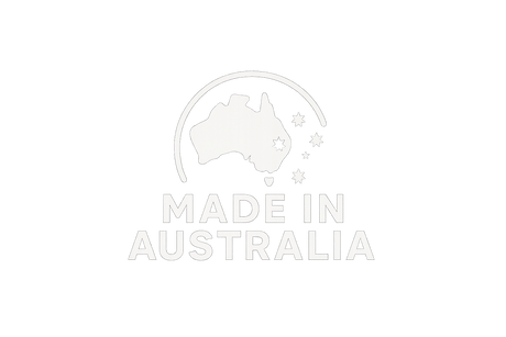 WHITE LOGO; MADE IN AUSTRALIA